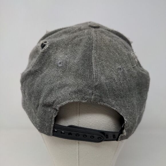 Unbranded Men's Snapback Hat Gray Adjustable Blank Distressed Accents - Picture 5 of 7